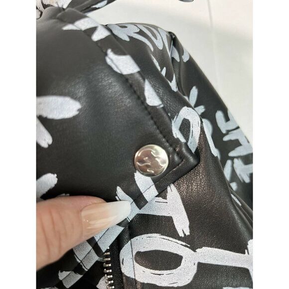 Disney D-Signed Girls Large Black Moto Faux Leather Jacket Rock the Town - Picture 5 of 11